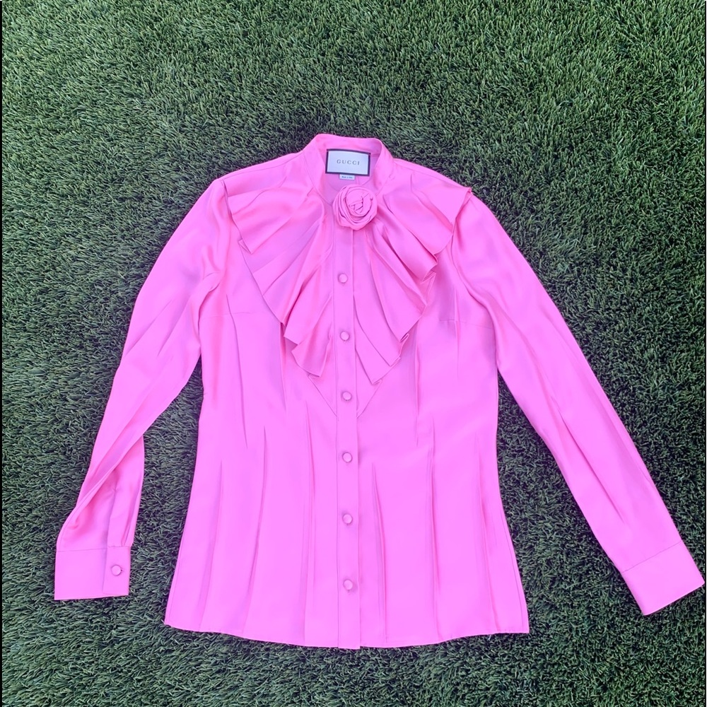Gucci Pink Silk Ruffle